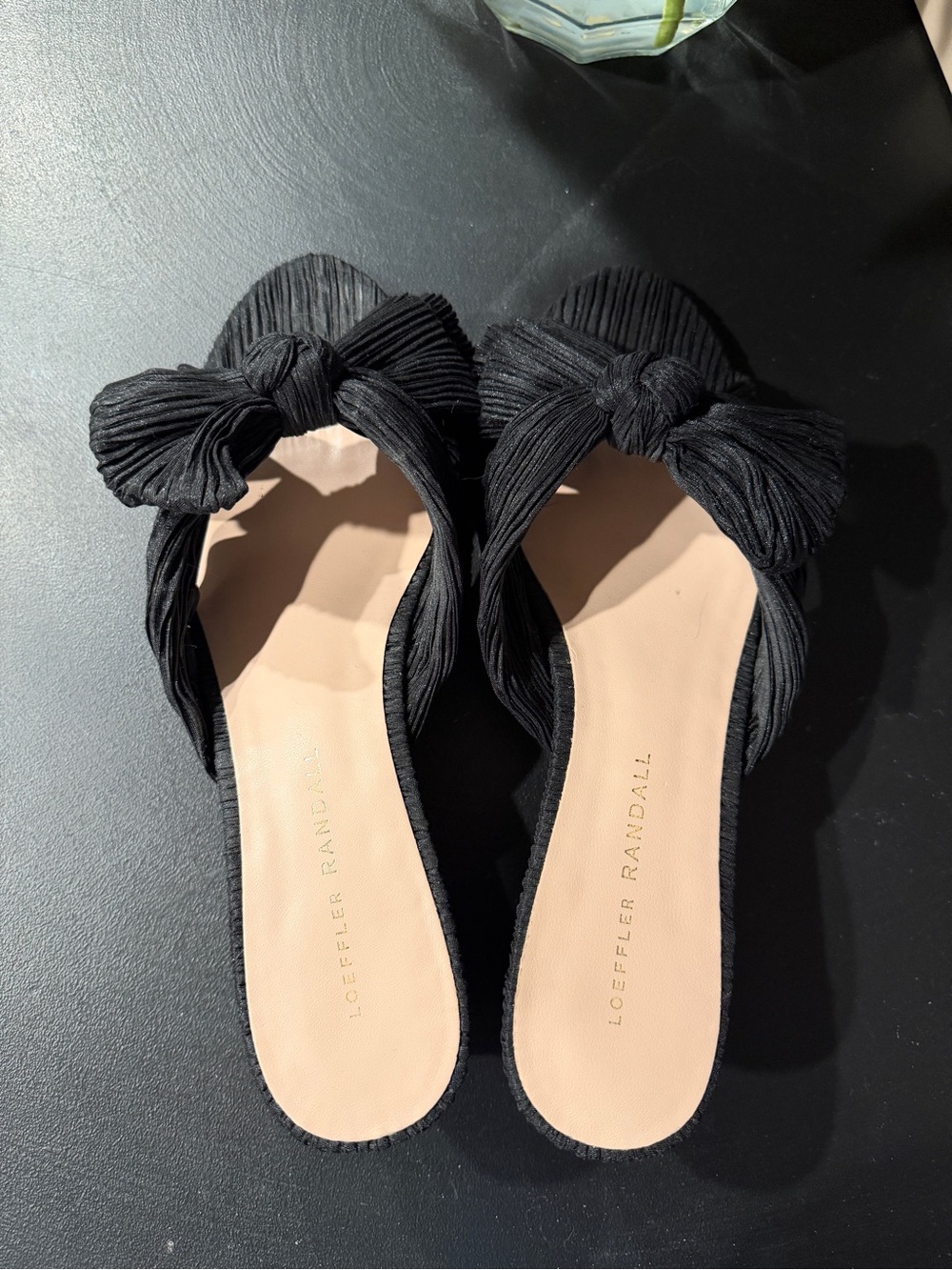 Loeffler Randall Black Knotted Bow Slide Mules